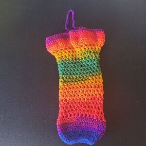 Handmade Multicolor Crochet Kitchen Grocery Bag Holder.